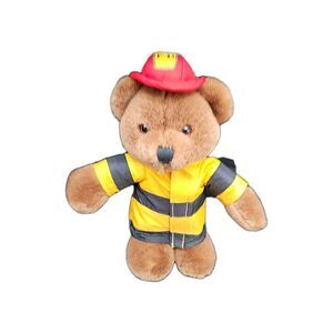 A&A Plush Inc. Firefighter Plush Teddy Bear, Vintage Used FD Fire Department Hat